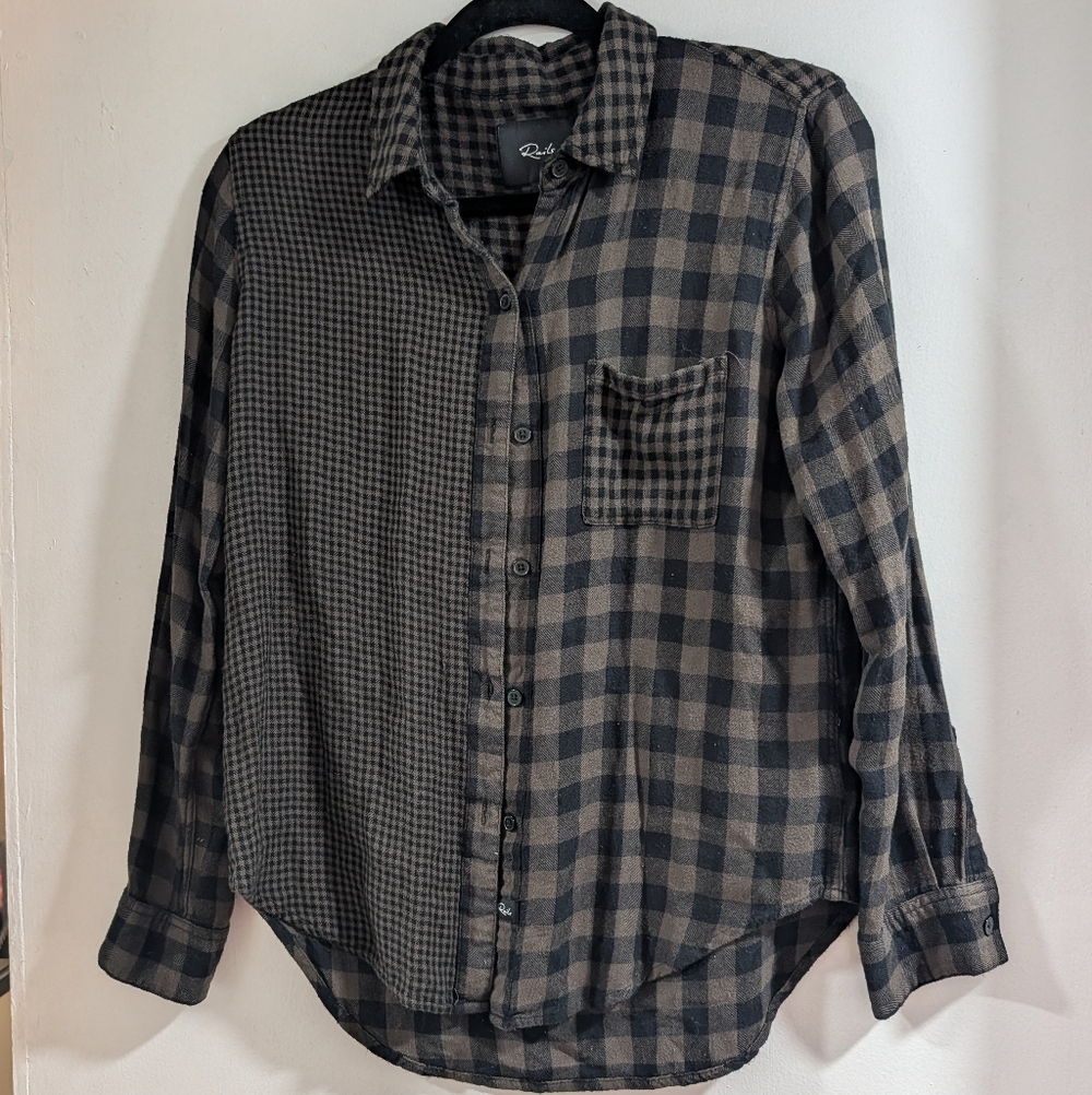 Rails Black and Brown Checkered Button-Down Shirt